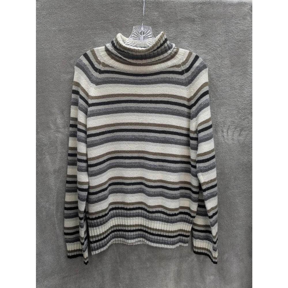Relativity Sweater Womens Large striped Turtleneck‎ Grunge Preppy